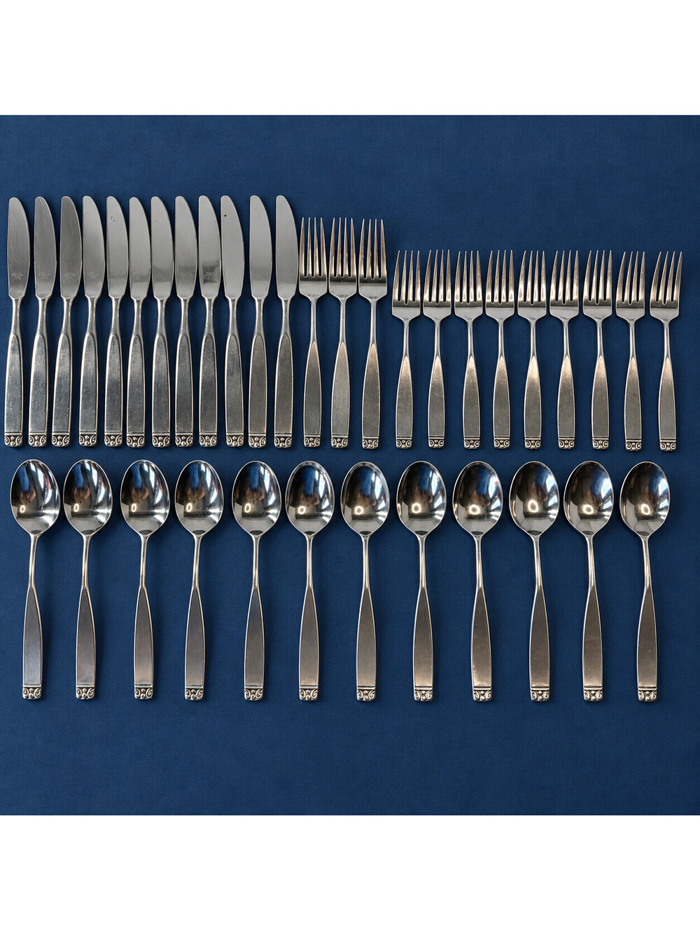 Towne Hall Stainless Inox Japan 36 Pc Flatware Set Mid Century Modern Vintage